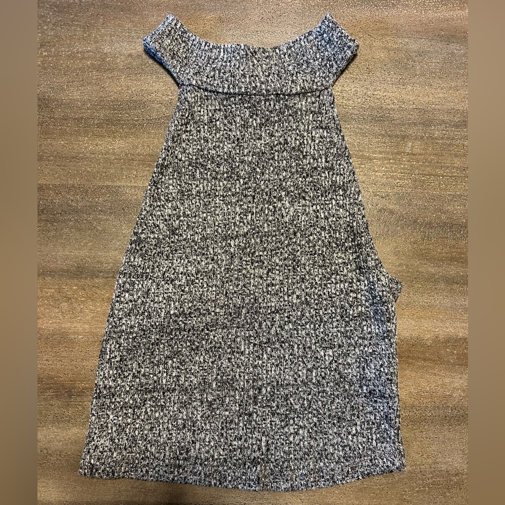 Gray high neck crop top.